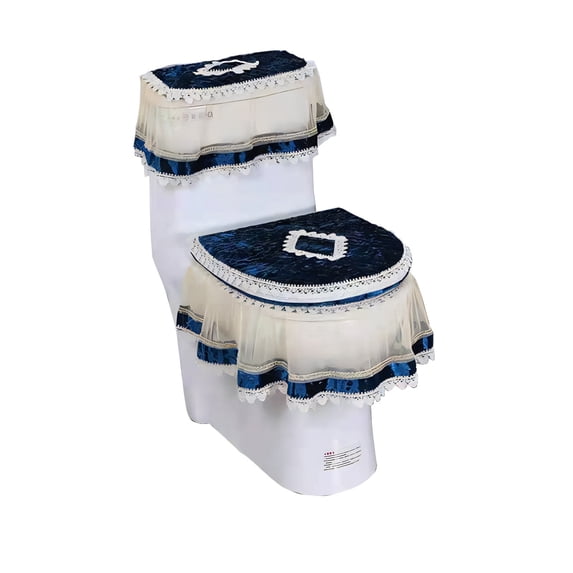 PPLoney European Lace Toilet Cover Set with Zipper Closure for Elegant Bathroom Decor