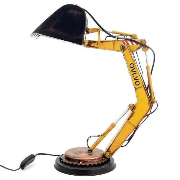 PPLoney Excavator Table Lamp - Vintage Industrial Style LED Light for Bedroom, Living Room, Office, Study, Café, Library –Soft Light Night Light with Remote Dimming – Perfect Home Décor and Gift Idea