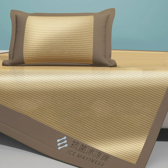 PPLoney Foldable Rattan Summer Sleeping Mat, Cool Comfort Mattress with Pillowcase, Breathable and Non-Slip Design for Relaxation and Sleep Quality