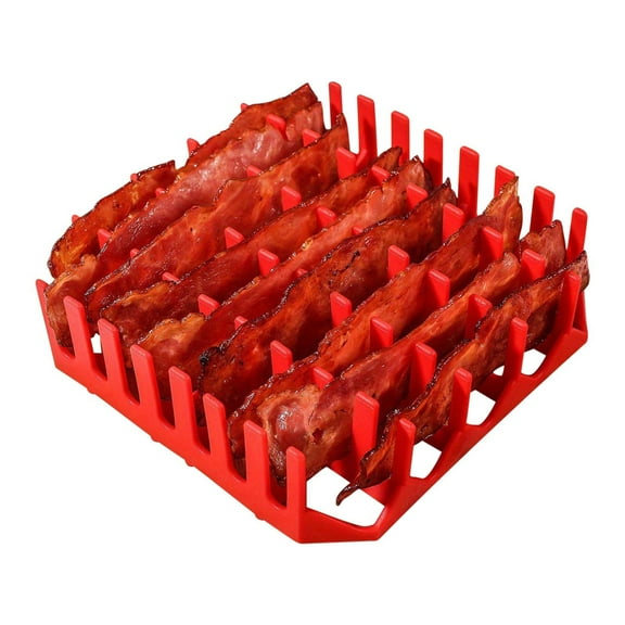 PPLoney Fryer Silicones Bacon Tray – Microwave & Air Fryer Rack for Even Cooking, Grease Control, and Easy Cleanup – Multi-functional Oven Safe Cooking Tool, 19x19cm