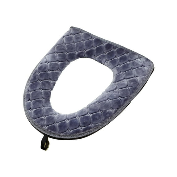 PPLoney Furry Toilet Seat Cushion - Thickened Washable Polyester Cover, Soft & Comfortable Bathroom Decor, Easy Installation, Durable & Hygienic - Gray, 16.92 ×14.56in