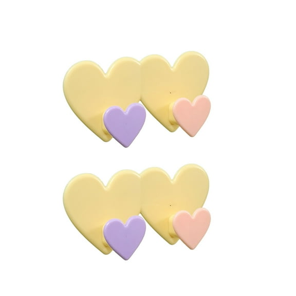 PPLoney Heart Shaped Multifunctional Hooks for Clothes and Hats – 2 Pack Adhesive Suction Cup Hooks for Bathroom, Kitchen, and Organizing Essentials (Yellow)