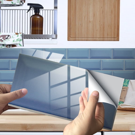 PPLoney Imitation Wall Tiles Crystal Film Sticker - Easy Adhesive Tile Stickers for Kitchen & Bathroom Remodel - PVC Waterproof Floor Decals - 12pcs Set