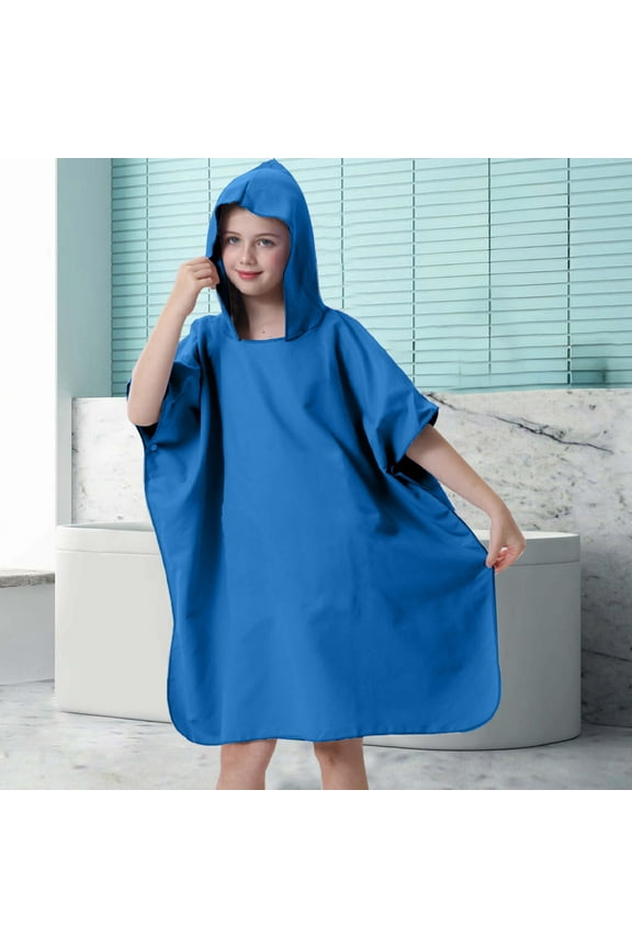 Kids Beach Changing Towel Robe - Fast Dry Microfiber Surfing Wetsuit Hoodie with Pockets for Easy Change - Suitable for Ages 5-13