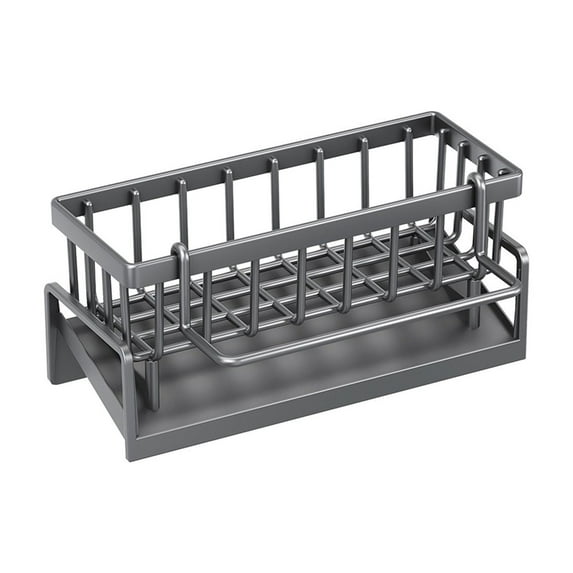 PPLoney Kitchen Sink Caddy Organizer with Auto Draining Tray, White/Gray - Ideal for Sponges, Brushes, and Towels