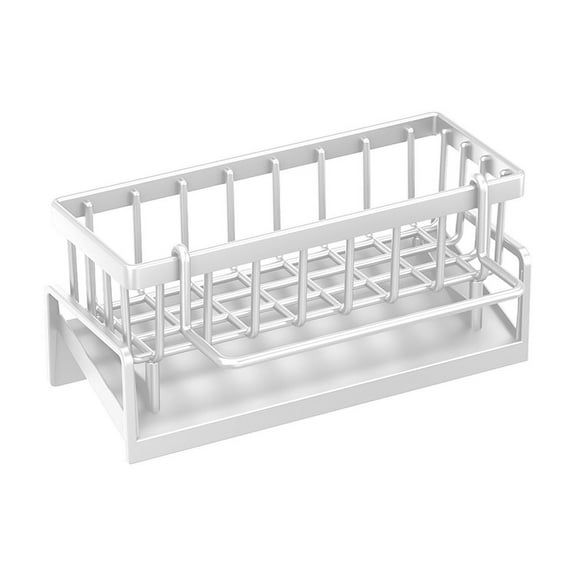 PPLoney Kitchen Sink Caddy Organizer with Auto Draining Tray, White/Gray - Ideal for Sponges, Brushes, and Towels