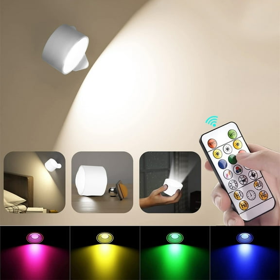 PPLoney LED Wall Sconce with Rechargeable Battery, Up & Down Light Source, Dimmable Touch and Remote Control, 360° Rotating Magnetic Design, RGB Ambience Lights for Home Decor and Reading