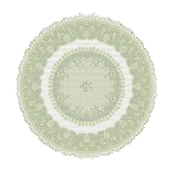 PPLoney Lace Tablecloth 70 Inch Round Light Green Floral Cover for Dining, Weddings, Parties, and Home Decor - Elegant Vintage Style Table Linen