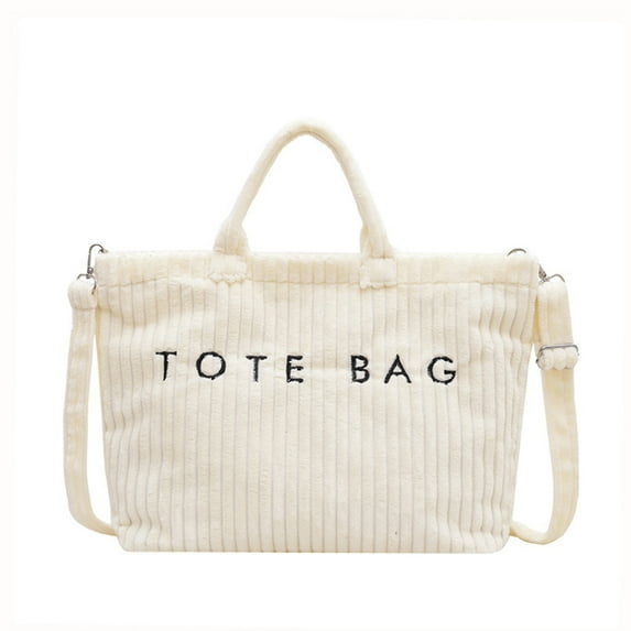 PPLoney Large Capacity Corduroy Tote Bag with Adjustable Straps for Casual Outings