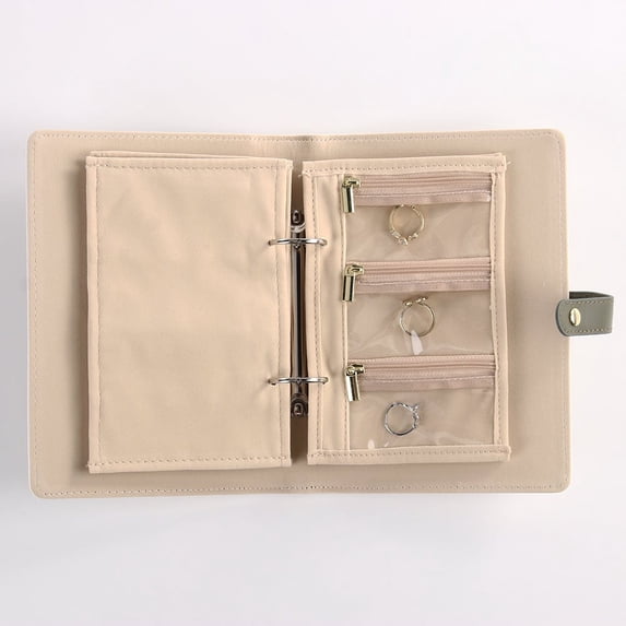 PPLoney Leather Portable Jewelry Storage Book - Foldable Travel Organizer with Clear Zipper Pouches for Necklaces, Rings & Earrings
