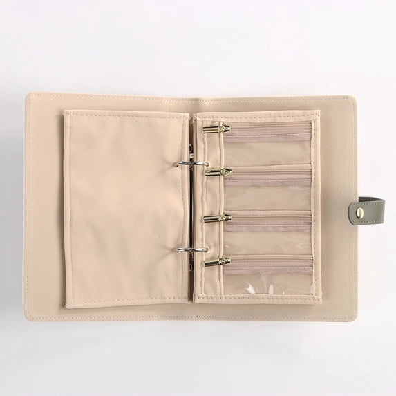 PPLoney Leather Portable Jewelry Storage Book - Foldable Travel Organizer with Clear Zipper Pouches for Necklaces, Rings & Earrings