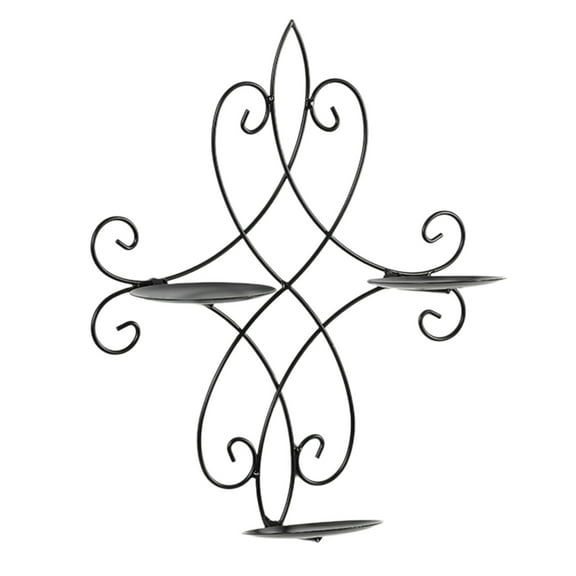 PPLoney Metal Wall Candle Sconce Holders - Iron Wall Mounted Candle Holders for Living Room, Bedroom, Dining Room Decor, 36×30×10cm, Black Finish