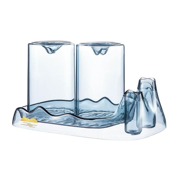 PPLoney Mouthwash Cup Set with Storage Rack, Toothbrush Holder, Bathroom Organizer for Cosmetic and Toiletries, Compact Plastic Design, Size 20×13×10cm