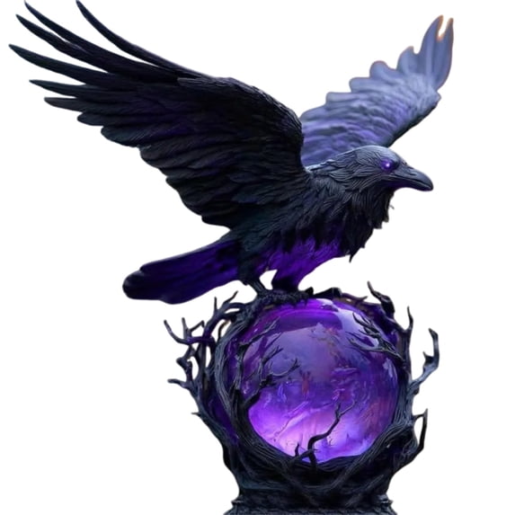 PPLoney Mysterious Crow LED Light - Gothic Orb Sculpture for Home Decor, Ideal for Halloween & Unique Gift