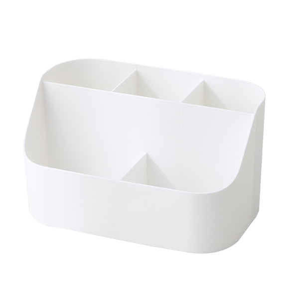 PPLoney Plastic Storage Box with Removable Dividers for Cosmetics, Office Supplies, Bathroom and Living Room Organization - 19.2x10.5x10.2 cm - Blue/Pink/White