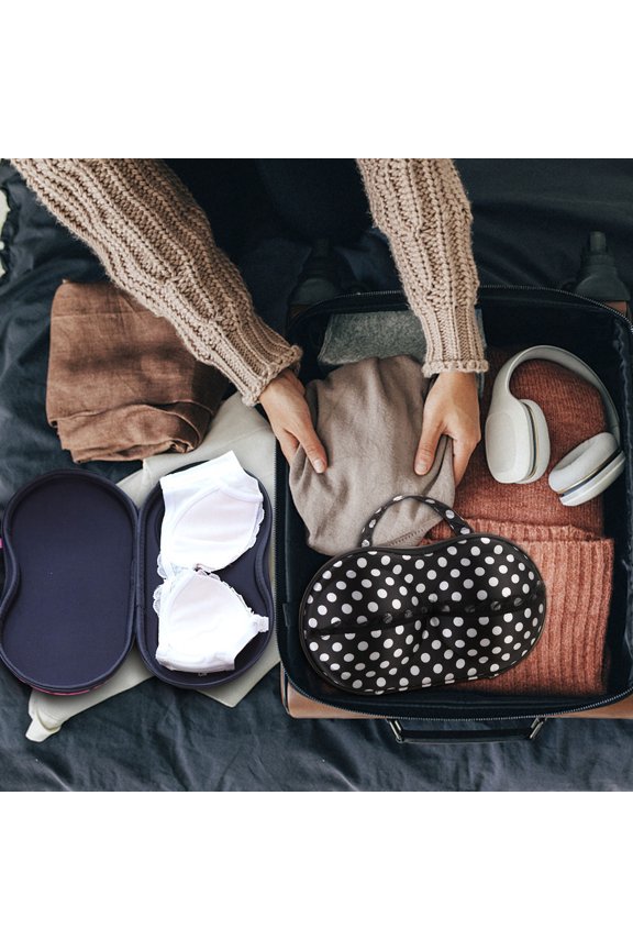 Portable Travel Bra Storage Bag - Lingerie Organizer Case for Makeup and Underwear - Fits A/B/C Cups - Hard Shell Design for Home or Travel -EVA Material, Zipper Closure