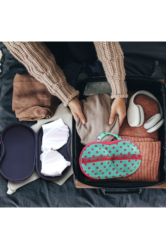 Portable Travel Bra Storage Bag - Lingerie Organizer Case for Makeup and Underwear - Fits A/B/C Cups - Hard Shell Design for Home or Travel -EVA Material, Zipper Closure