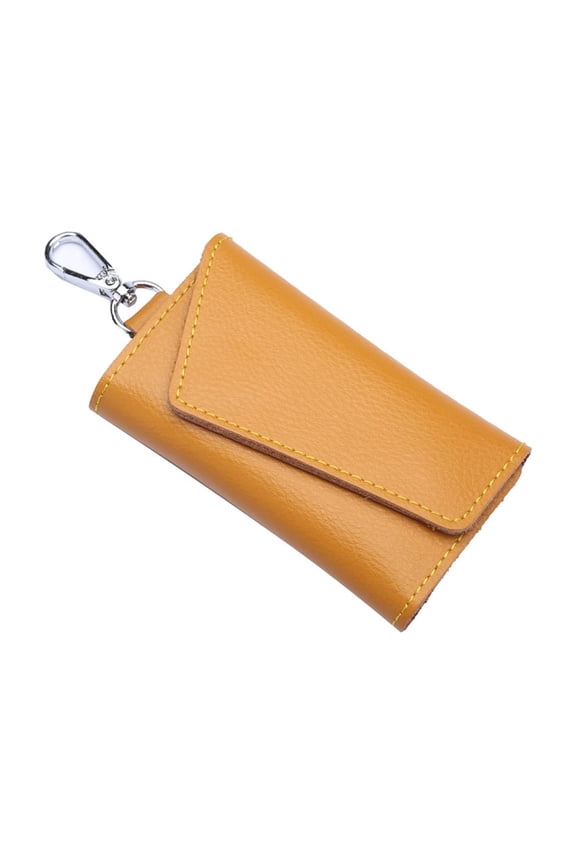 Premium Cowhide Leather Key Case for Men - Multi-functional Organizer with Exquisite Craftsmanship - Durable, Stylish & Protective Design (Yellow)