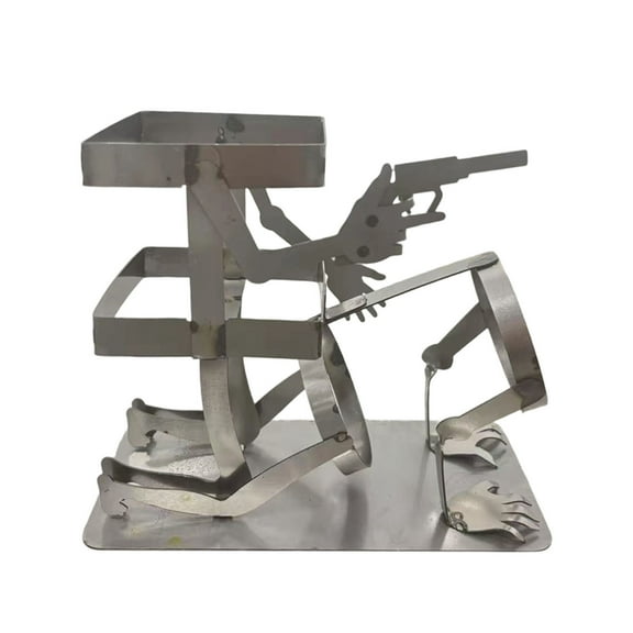 PPLoney Skull Wine Bottle Stand - Funny Metal Skeleton Decor for Whiskey & Beer - Steampunk Style Beverage Display for Home & Kitchen