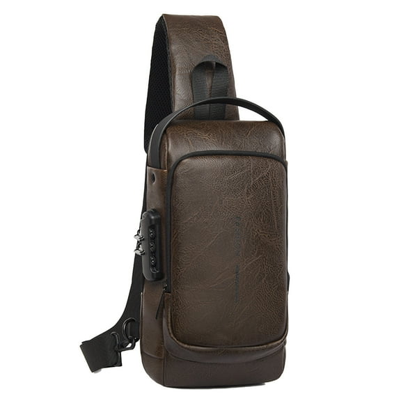 PPLoney Small Sling Bag - Chest Shoulder Water Sling Purse with Earphone Hole, Adjustable Strap Travel Bag for Men and Women, Ideal for Outdoor Activities and Daily Use(Coffee)