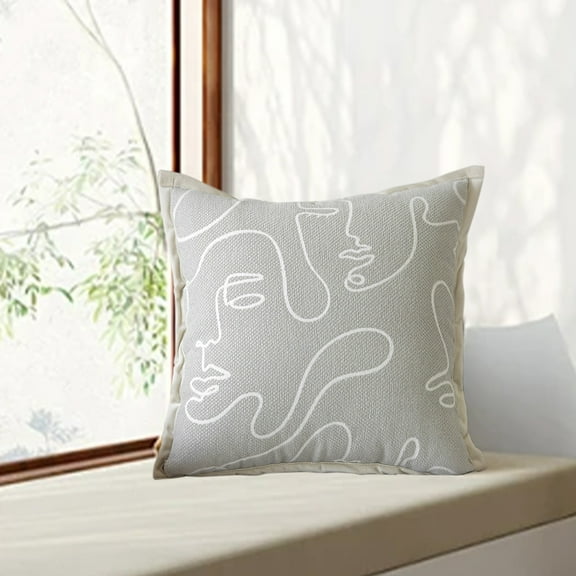 PPLoney Soft Chenille Sofa Cushion Pillow for Living Room, Bed & Window - Stylish Decorative Pillow for Comfort & Support, Easy to Clean, 17.7x17.7 in (Beige/Gray)