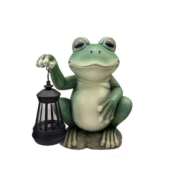 PPLoney Solar Lantern Frog Outdoor Decor Resin Garden Statue with LED Light for Patio Decoration