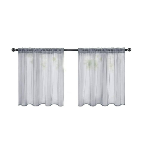 PPLoney Solid Colour Short Curtains for Kitchen and Bathroom, Semi-Transparent Lightweight Window Treatment, Easy to Install and Care, Perfect for Privacy and Natural Light, Set of 2