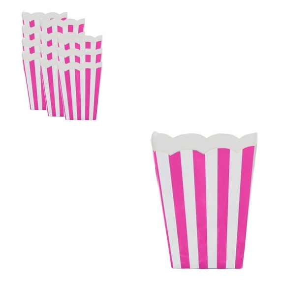 PPLoney Striped Popcorn Boxes, 12-Pack – Large-Capacity, Paper Snack Boxes for Parties, Picnics & Cinema, 10.5 x 7.5 x 2 cm