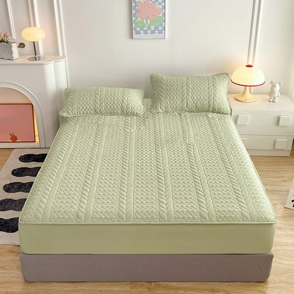 PPLoney Super Soft Quilted Fitted Sheet for Mattress, Breathable Non-Slip Cover with Polyester Fabric, Machine Washable, Multiple Colors, 150x200cm