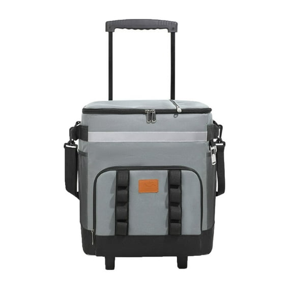 PPLoney Telescopic Handle Rolling Cooler Bag - Large Capacity Insulated Lunch Box with Wheels, Portable for Picnic, Beach, Travel, Hiking, Outdoor Use