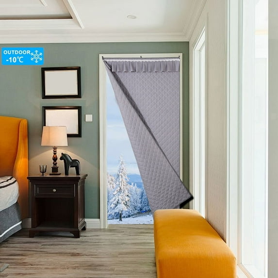PPLoney Thermal Insulated Door Curtain, 35.4 x 78.7, Energy Saving, Waterproof, Soundproof, Easy Installation with Handles, Ideal for Winter and Summer Use