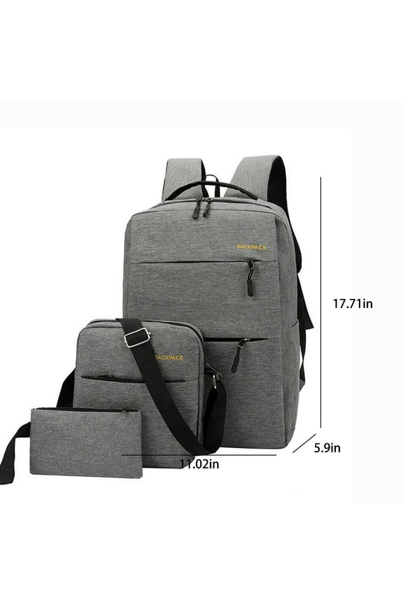 Travel Laptop Backpack Set - 17 Business Carry Bag with Crossbody and Coin Purse, Waterproof and Multi-functional for Travel and Work (Gray)