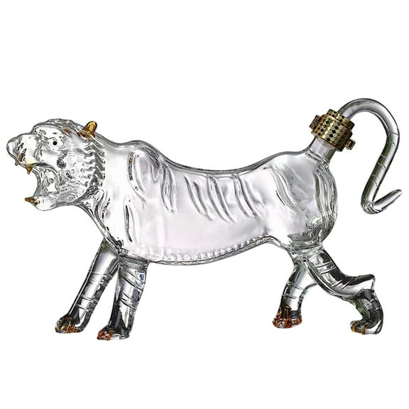 PPLoney Unique Tiger Shaped Whiskey Decanter - High Borosilicate Glass for Elegant Collection and Gifting
