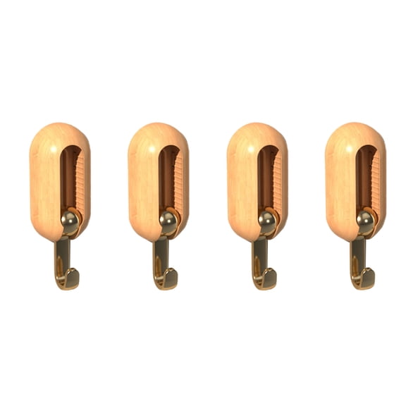 PPLoney Universal Wall Hanging Hooks, Strong Adhesive Coat Hangers, Multi-Functional Wood Hooks for Bathroom, Kitchen, Closet, 4 Pack, Brown/White/Green, 7×3.6×2.3cm