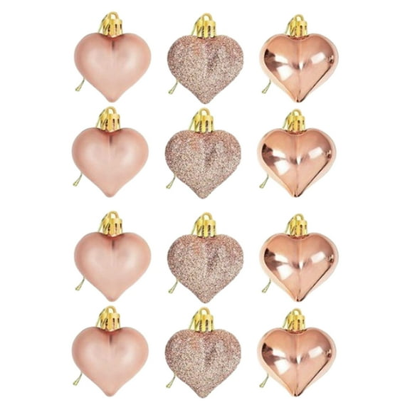 PPLoney Valentine's Day Heart Ornaments - Decorative Heart Shaped Baubles for Christmas, Weddings, Anniversaries & More - Pack of 24(Yellow)