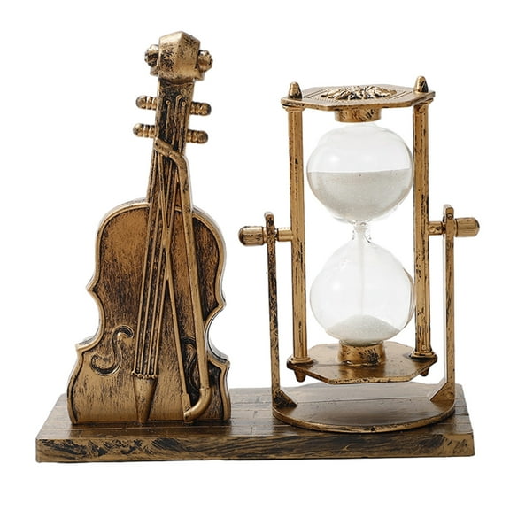 PPLoney Vintage Hourglass Windmill Table Ornament for Living Room, Bedroom, Desk Décor, Retro Decorative Statue Centerpiece(Gold)