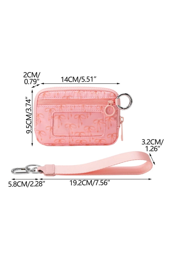 Waterproof Wristlet Pouch with Clear Card Slot - Stylish Bow Pattern Accessory for Travel and Outdoor Activities