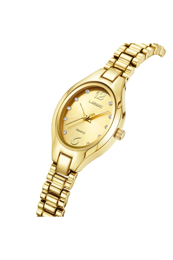 Women's Quartz Watch with Diamond-Studded Indexes, Elegant Stainless Steel Bracelet for Everyday Wear