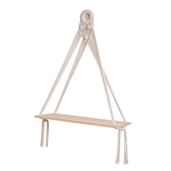 PPLoney Woven Wall Mounted Storage Rack, Handmade Decorative Shelf for Potted Plants, Wood and Rope Design, 72×40×15cm, Stylish Home and Hotel Décor