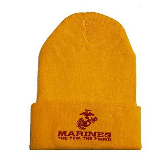 PPM Brands USMC Gold Marines Marine Corps Cuffed Beanie Hat Cap Toboggan Made in the USA WCAP034