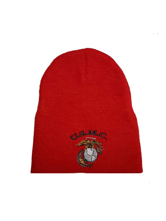 USMC Red Marines Marine Corps Uncuffed Beanie Hat Cap Made in the USA WCAP028