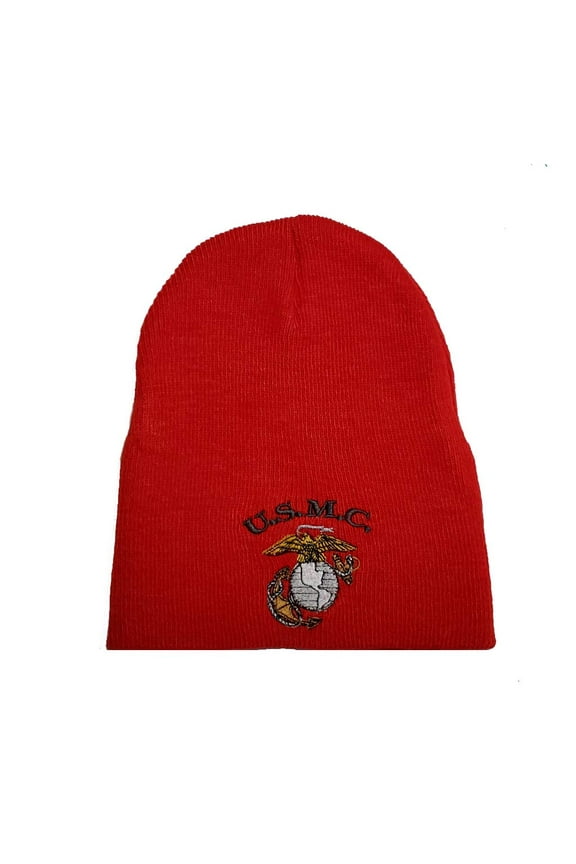USMC Red Marines Marine Corps Uncuffed Beanie Hat Cap Made in the USA WCAP028