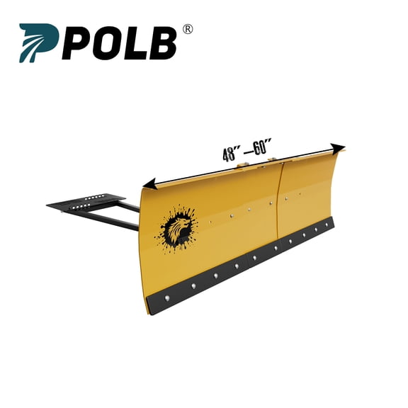 PPOLB Universal ATV/UTV Snow Plow Kit - 48"/60" Steel Blade, 5-Position Angle, Heavy-Duty Frame, Quick Mount (Winch Sold Separately) - Yellow
