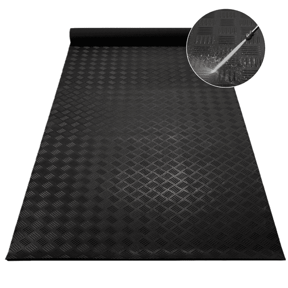 PPOSFPH 16.4' x 3.3' Garage Floor Mat Roll, 1/8 in Anti-Slip Rubber Garage Mat, Heavy Duty Rubber Flooring Roll for Basement, Workshop, Garage
