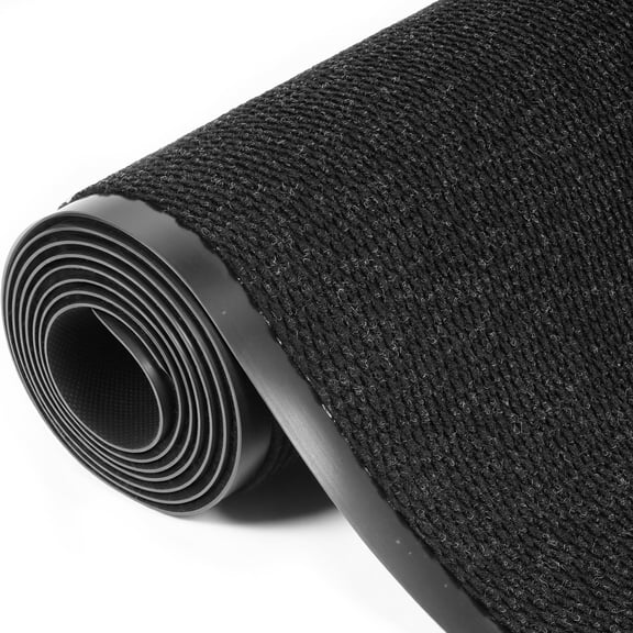 PPOSFPH 3 x 10 ft Commercial Rug, Non-Slip Entrance Mat with Rubber Backing, Indoor Outdoor Runner Rug for Home Office High Traffic Area, Black