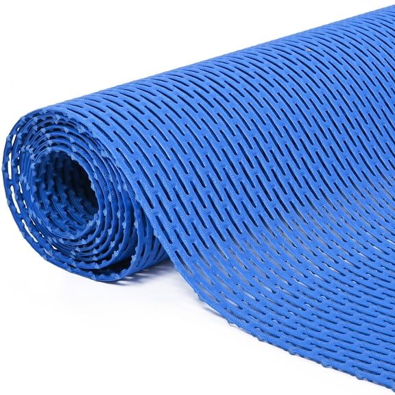 PPOSFPH 3 x 10ft Rubber Drainage Mat, Non-Slip Commercial Pool Mat for Floor Safety, Indoor Outdoor Wet Area Mat for Bathroom, Kitchen, Restaurant, Blue