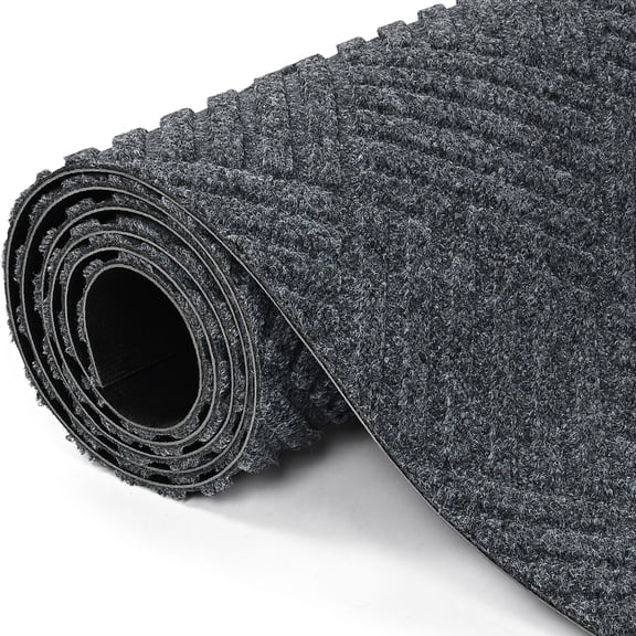 PPOSFPH 3 x 10ft Runner Rug, Heavy Duty Commercial Rug, Indoor Outdoor Non-Slip Entrance Mat for High Traffic Area, Gray