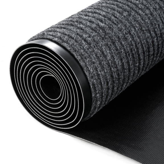 PPOSFPH 4' x 16.4' Heavy Duty Runner Rug, Non-Slip Commercial Rug Entryway Carpet for Garage, Front Door, or Mudroom, Commercial Quality, Grey