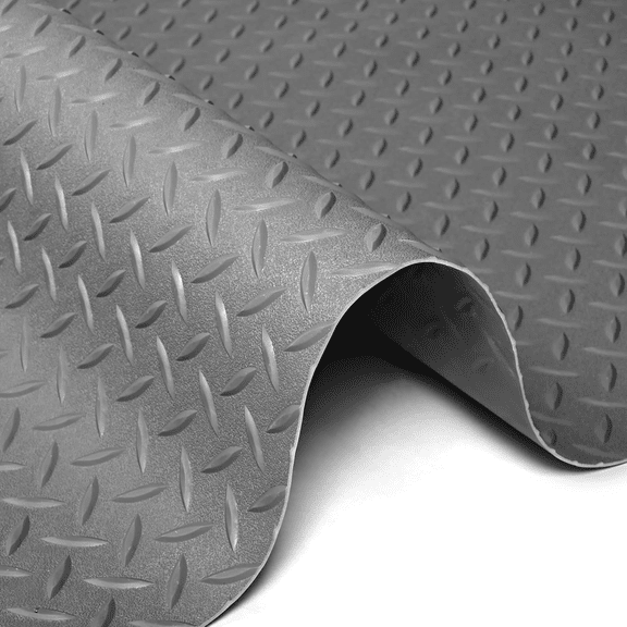 PPOSFPH 8ft x 4ft Rubber Mat Garage Floor Mats, Heavy Duty Diamond Thickened Garage Flooring Roll, Non-Slip Garage Mats for Basement, Workshop, Gray