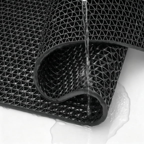 PPOSFPH Drainage Mat, 3 x 3.3Ft Non-Slip Pool Mat for Wet Areas, Black